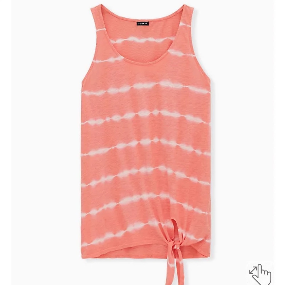 *TORRID* - CORAL & WHITE STRIPE TIE-DYE HERITAGE SLUB TIE FRONT TANK